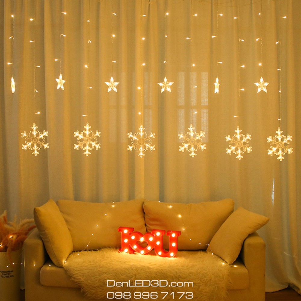Dây Đèn LED Rèm Trang Trí Giáng Sinh Noel, Valentine Dài 2m5