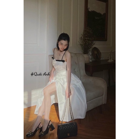 ĐẦM MIDI 2S VIỀN NGỰC TAG HOA