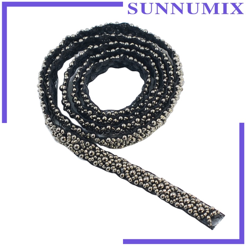 Cuộn Dây Ruy Băng Đính Hạt Ngọc Trai Dài 1cm Màu Đen Làm Đồ Thủ Công