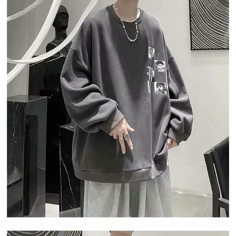 Áo Sweater Dáng Rộng In Hoạt Hình Phong Cách Nhật Bản 3 Màu Size M-5Xl Hợp Thời Trang Cho Các Cặp Đôi