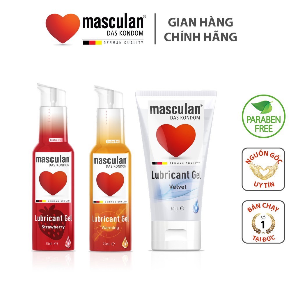 Gel bôi trơn cao cấp Masculan Velvet - Tạo độ mượt tự nhiên - Gốc nước - Không chất bảo quản - An toàn - 50ml