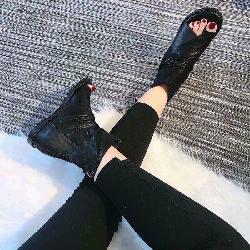 Boots chiến binh hở mũi full box