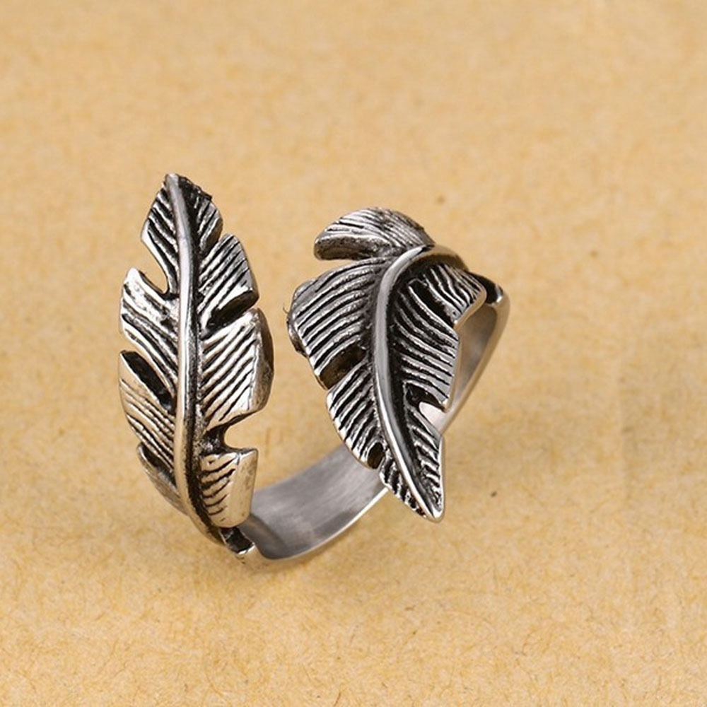 Nhẫn Kim Loại Hình Dáng Chiếc Lá Phong Cách Retro Thanh Lịch Dành Cho Nữ