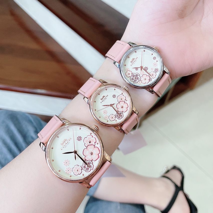 Đồng Hồ Nữ Coach 14503060 Dây Da Hồng Vỏ Bạc - 28mm