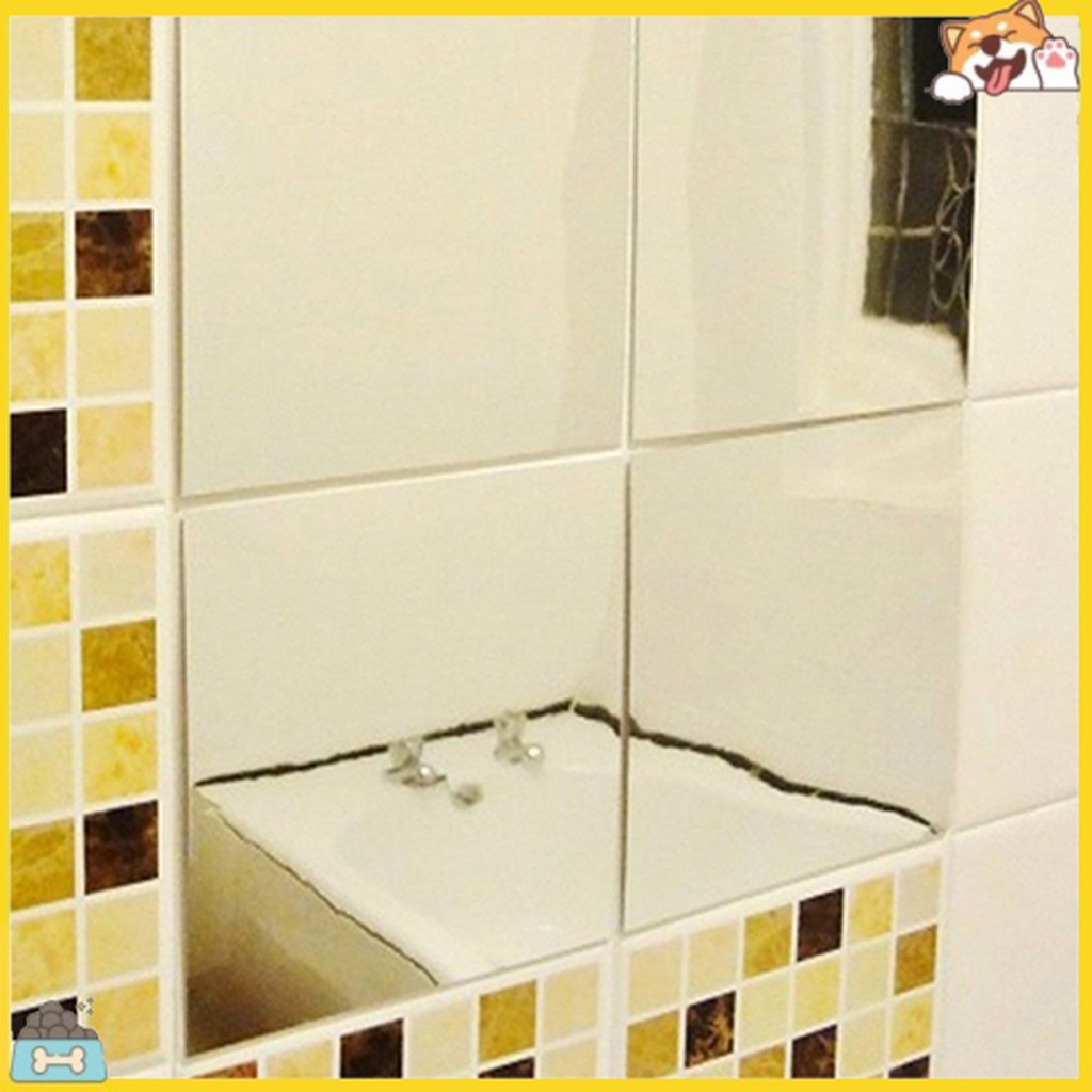 Bộ 9/16 miếng decal hiệu ứng gương dán tường nhà vệ sinh