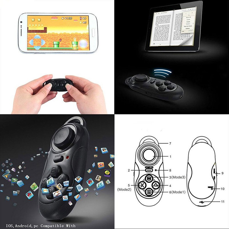 Tay Cầm Điều Khiển Chơi Game Bluetooth Mini Cho VR PC Điện Thoại