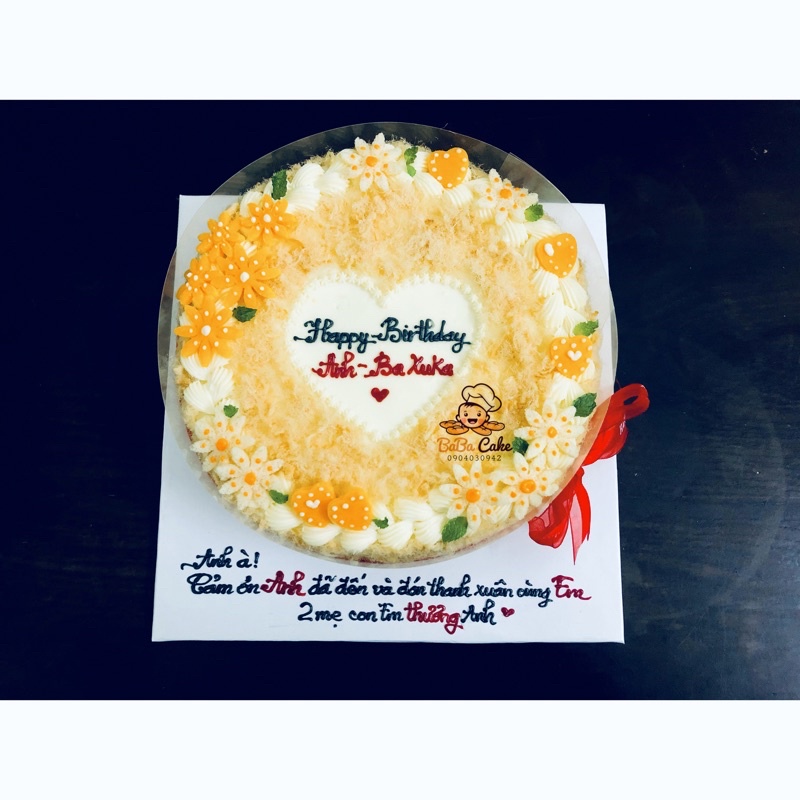 ( Hoả tốc HCm) Bánh Sinh Nhật full sốt & chà bông thân bánh