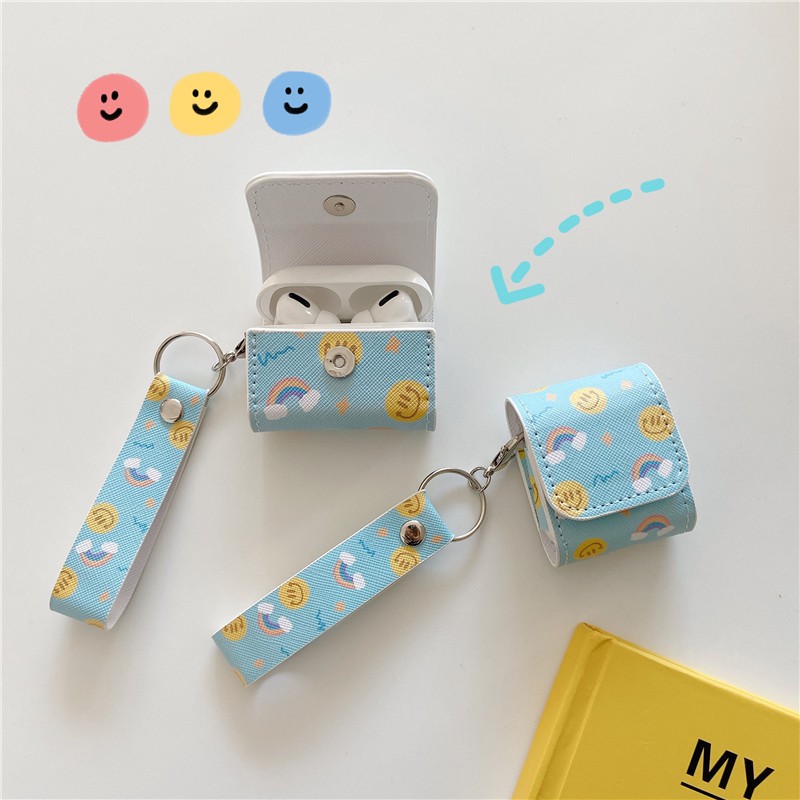 Vỏ đựng bảo vệ phối họa tiết mặt cười và cầu vồng dễ thương cho hộp sạc tai nghe AirPods Pro Airpods 1/2 | BigBuy360 - bigbuy360.vn