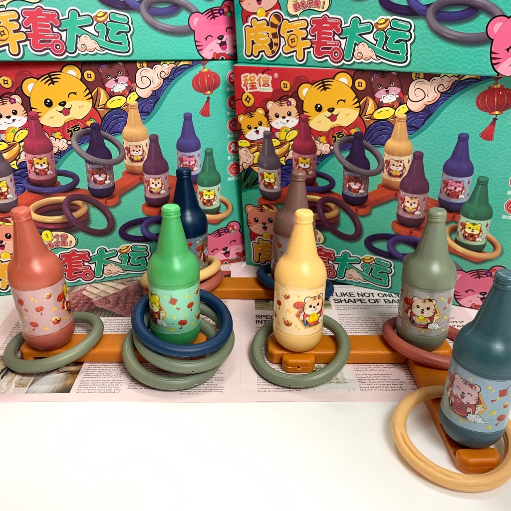 Bộ đồ chơi ném vòng vào cổ chai tính điểm trò chơi dân gian