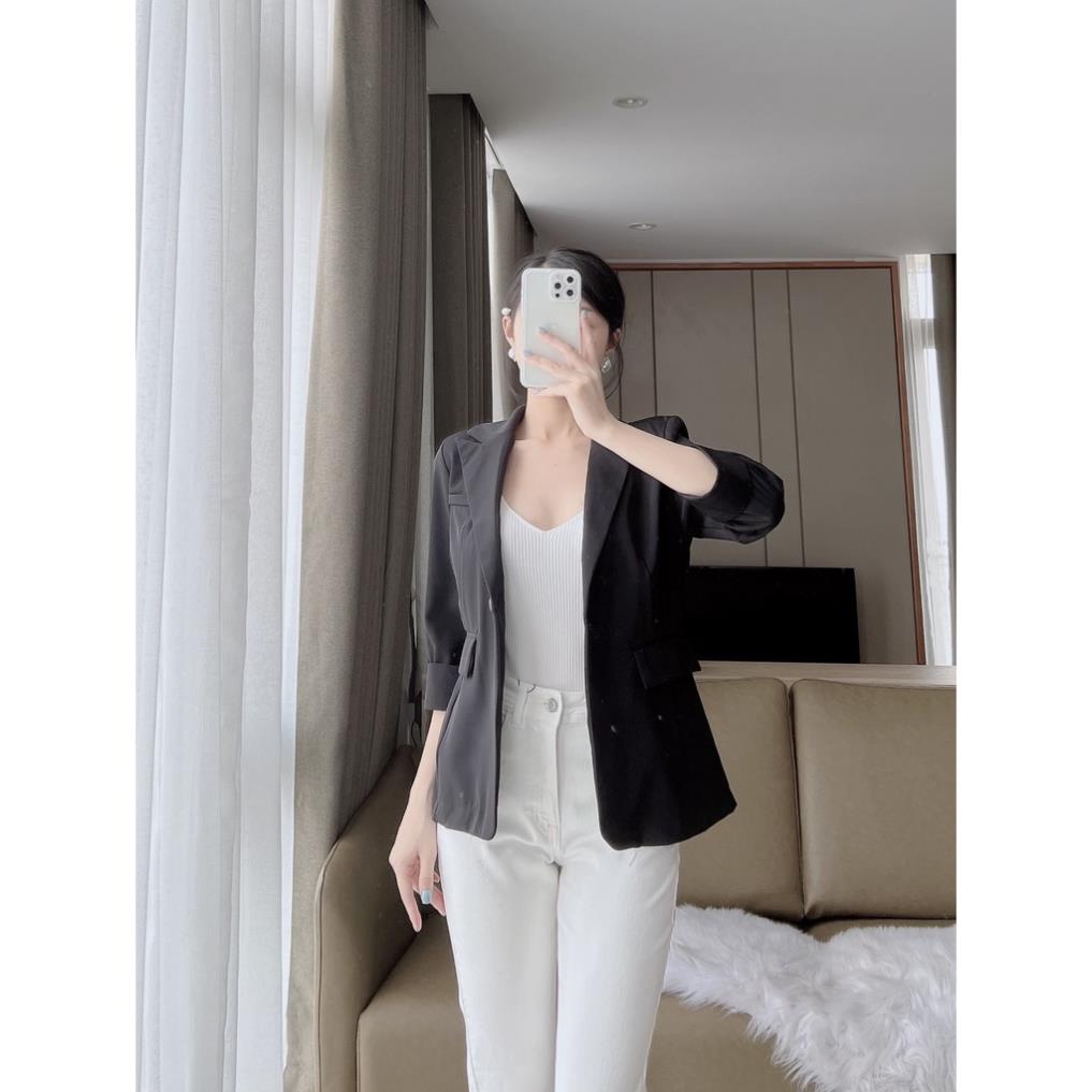Áo Vest nữ cao cấp thiết kế túi nắp Tay lỡ xắn gấu phong cách sang trọng Evalover VE35