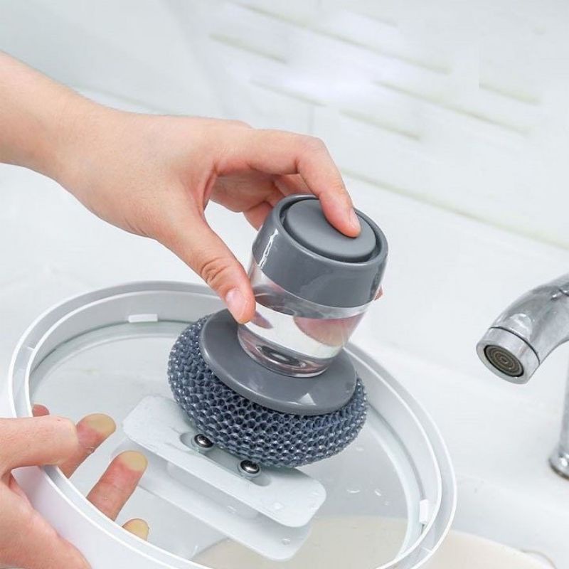 Dụng Cụ Cọ Rửa Đa Năng, Cọ Xoong Nồi, Cọ Bếp, Cọ Rửa Bát Đĩa Có Bình Chứa Nước Rửa Tiện Lợi