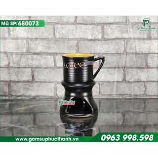 Bếp đun hâm nóng cafe 150ml men gốm lòng vàng