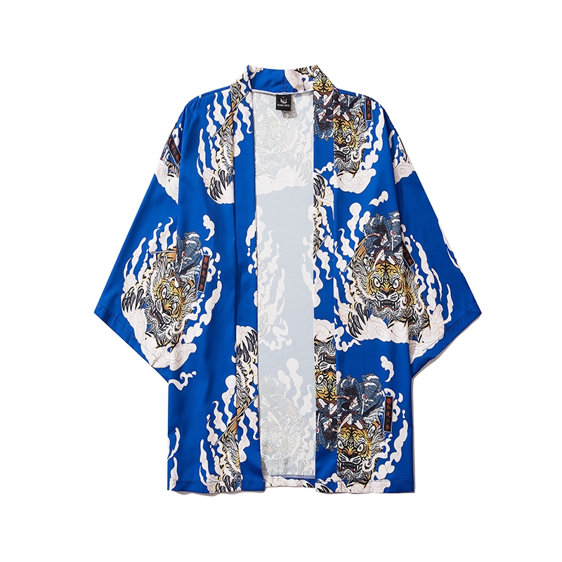 Áo Khoác Kimono In Hình Hổ Màu Xanh Dương / Đỏ / Đen Phong Cách Harajuku Nhật Bản Cho Nam Và Nữ