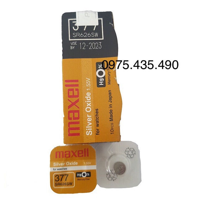 Pin Đồng Hồ Maxell SR626SW 377 Hàng Cao Cấp Vỉ 1 Viên (Hộp 10 Vỉ)