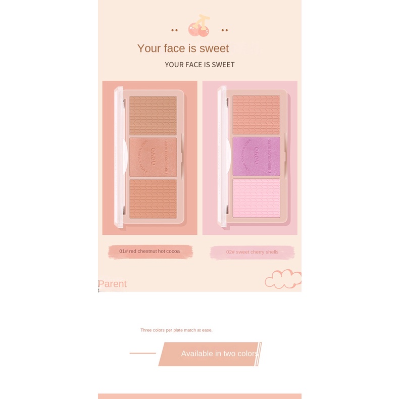 Phấn Má Hồng NOVO Ba Màu Lâu Trôi Chống Thấm Nước Không Cân Bằng Dầu 3 Màu Để Chọn