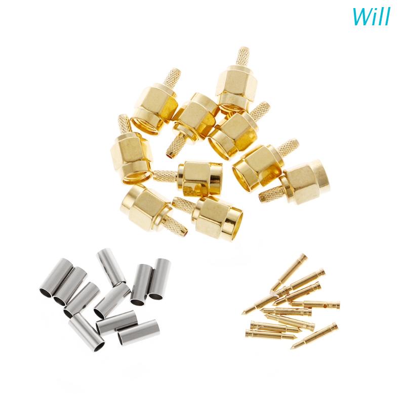 Set 10 Đầu Nối Dây Cáp SMA Male RG174 RG316 LMR100 Chuyên Dụng