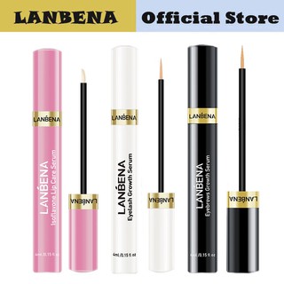 Serum kích thích mọc dài mi + Serum kích thích lông mày phát triển + Son làm đầy đặn môi LANBENA