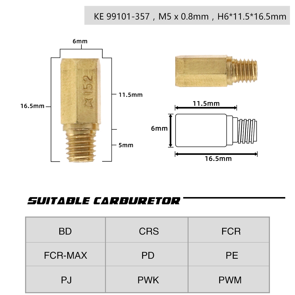 Set 10 Đầu Phun Chính M5 Cho Bộ Chế Hòa Khí Máy Keihin OKO/Ko/PWK/BD/CRS/FCR/FCR-MAX/PD/PE/PE/PWM