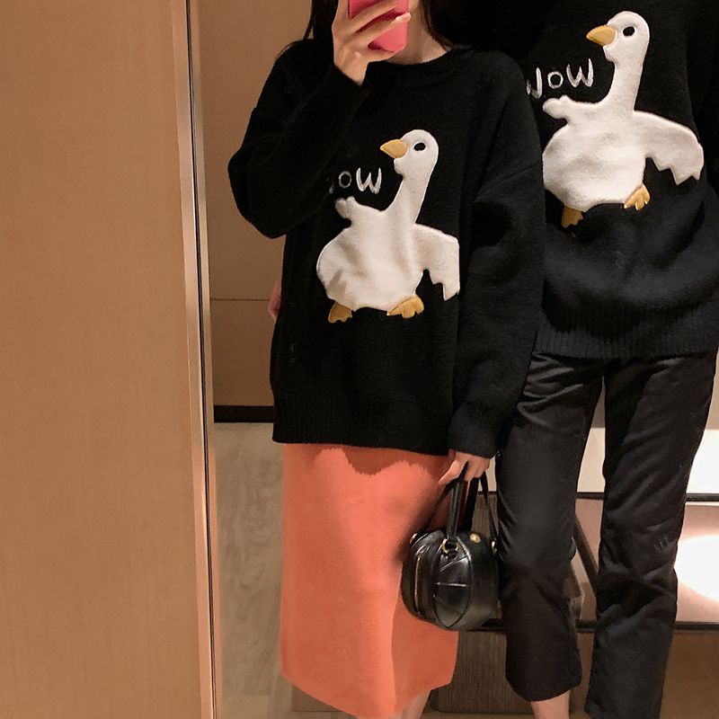 Áo Sweater Cặp Đôi Nam Nữ Hoạ Tiết Vịt 💫😍 Odertaobao 🛍️