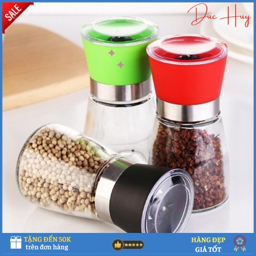 Lọ xay tiêu thủy tinh, Lọ say tiêu cầm tay dung tích 180ml, lọ xay tiêu cầm tay tiện dụng - King