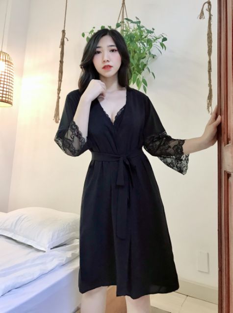 Áo Choàng ngủ 💖 FREE SHIP 💖 Áo choàng mặc ngủ thiết kế tay ren điệu đà, nữ tính cùng chất vải Latin mềm mại, mát lạnh