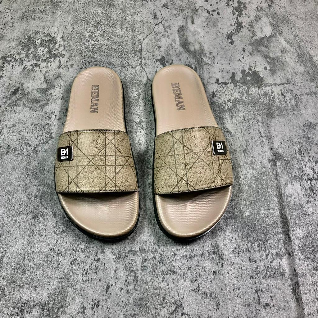 Dép nam quai ngang Beman B2, quai dép da sít nguyên tấm hai lớp cao cấp, đế cao su non nguyên khối 2 lớp