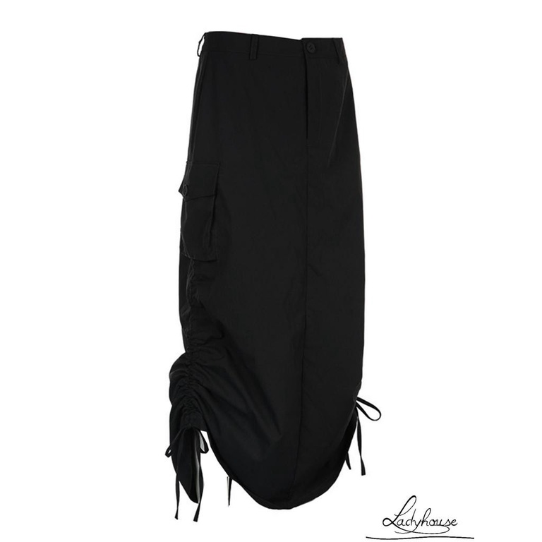 Chân Váy Dài Dáng Rộng Màu Trơn Dây Rút Tùy Chỉnh Thời Trang Mùa Hè Cho Nữ