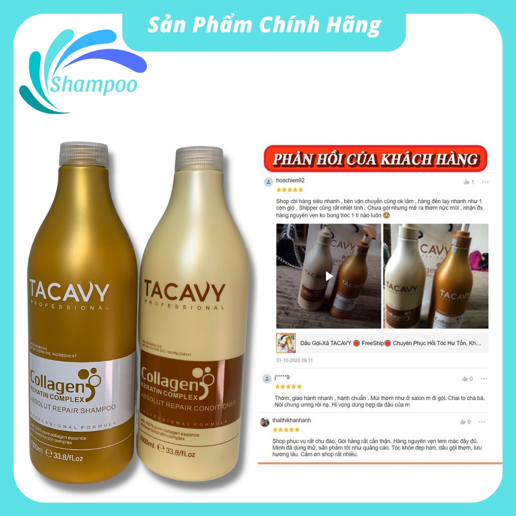 Dầu gội xả TACAVY 500ml 1000ml giảm gãy rụng phục hồi tóc hư tổn khô xơ hàng chính hãng