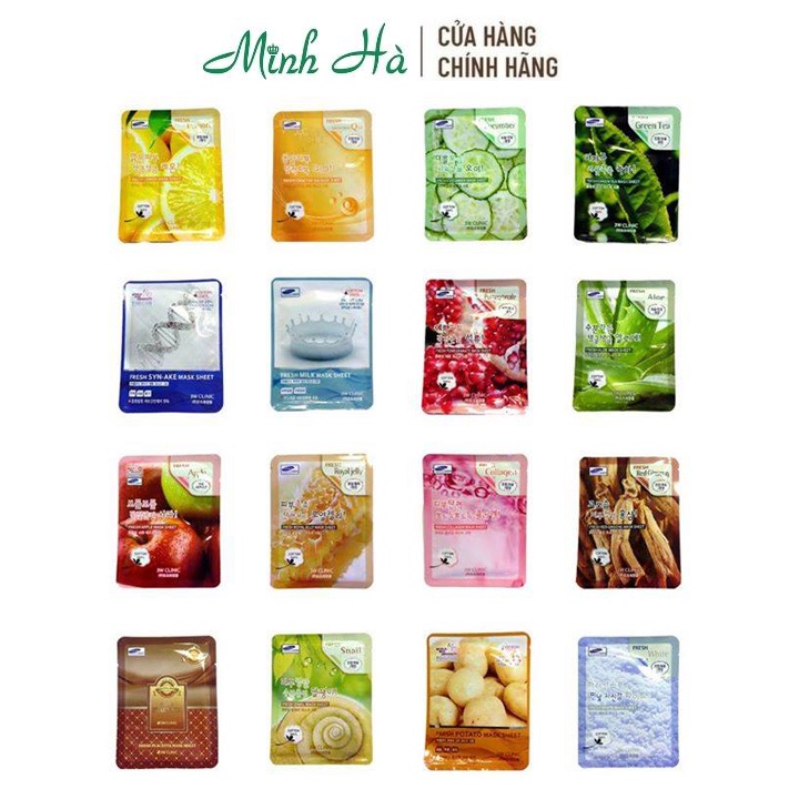 Mặt nạ giấy chiết xuất thiên nhiên 3W Clinic Fresh Mask Sheet 23ml