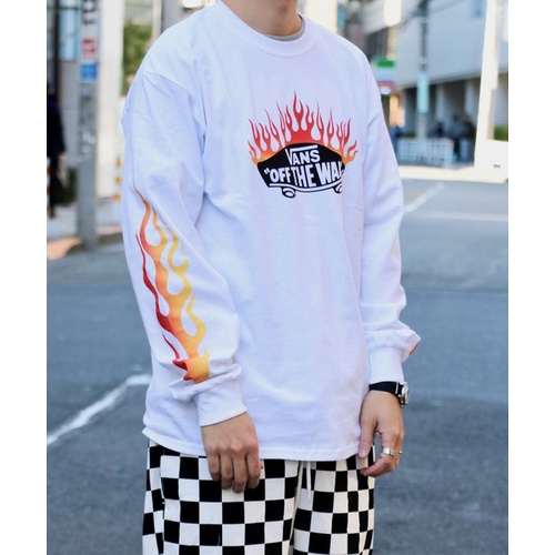 Áo Thun Tay Dài In Chữ vans burning Otg Size l / s Với 2 Màu Tùy Chọn