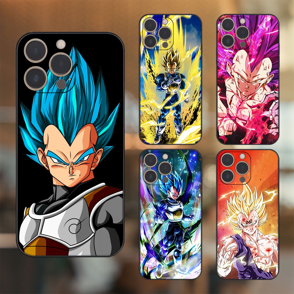 Ốp lưng iPhone 14 Pro dẻo đen cạnh vuông in hình Vegeta Dragon Ball
