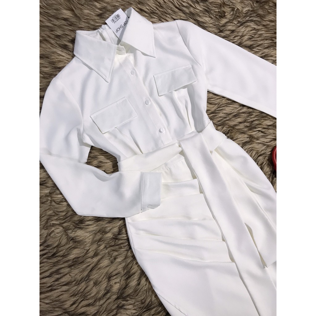 [ xả kho ] MiD Mie Design - Đầm body sơ mi trắng V933 (Kèm ảnh thật và video do shop tự chụp)