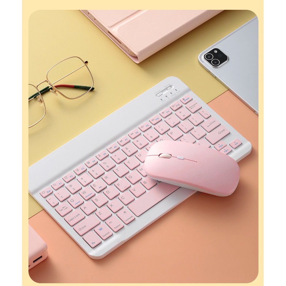 Bộ bàn phím + chuột máy tính không dây bluetooth GOOJODOQ nhiều màu sắc nhỏ gọn cho iPhone/ iPad (có bán lẻ phí