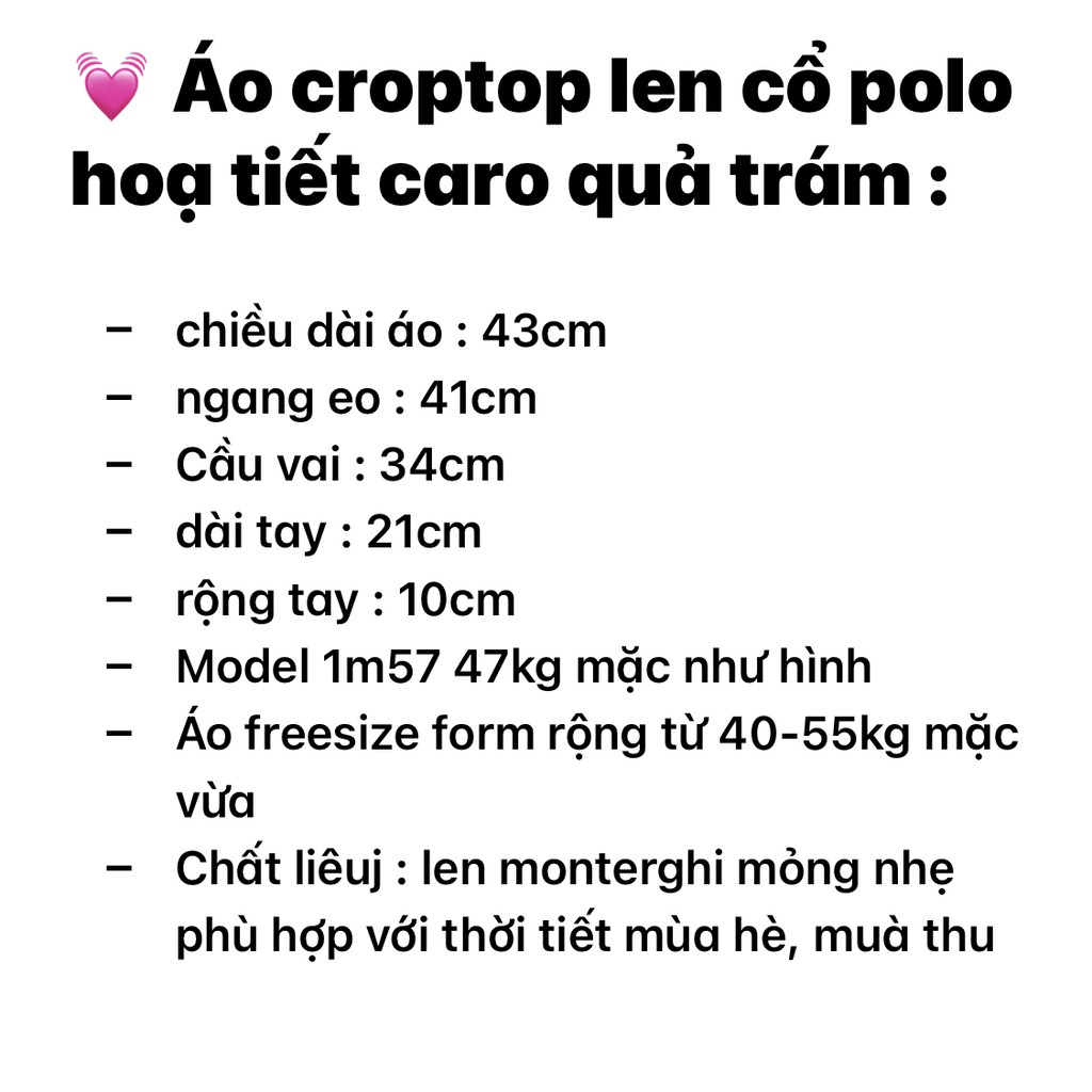 ÁO CROPTOP HOẠ TIẾT CARO QUẢ TRÁM (ảnh shop chụp kèm video) | BigBuy360 - bigbuy360.vn
