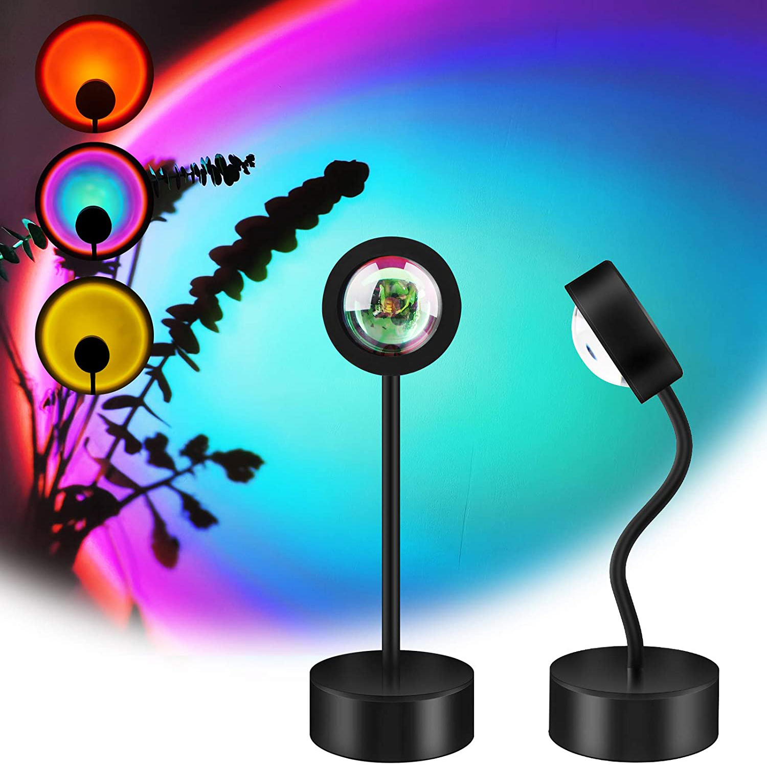 ☆YOLA☆ Photography Tool Sunset Projection Lamp Bedroom USB Port RainbowLED Night Light Flexible Home Decor Living Room Romantic Atmosphere 360 Degree Rotation