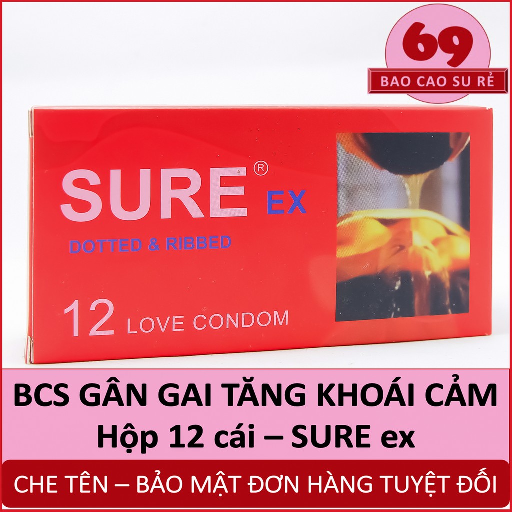 Bao cao su gân gai tăng khoái cảm sure ex hộp 12 cái - ảnh sản phẩm 1