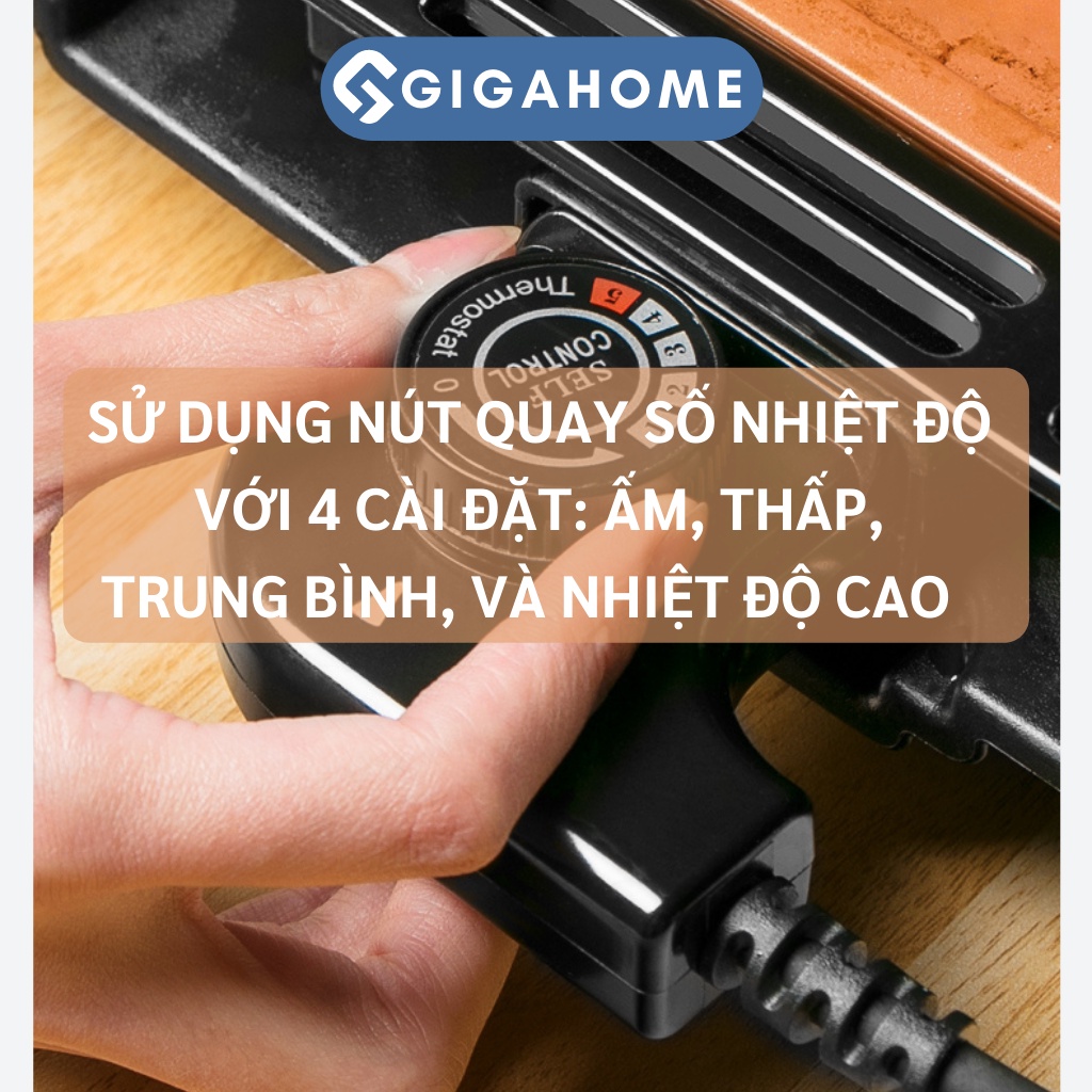 Bếp Nướng Điện Hàn Quốc Không Khói GIGAHOME Vỉ Vàng Chống Dính, Sang Trọng 10494