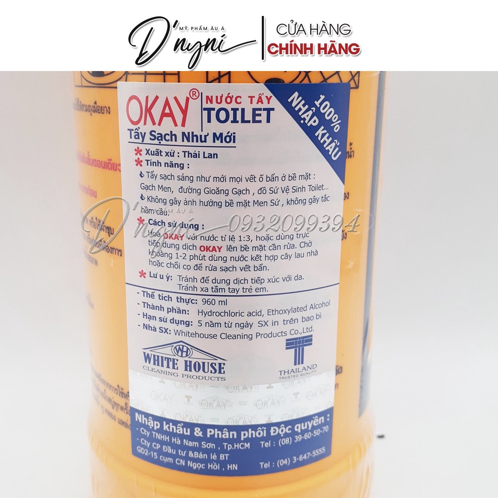 Nước Tẩy Toilet Okay Pink/ Okay Cleanser Mint 960ml - Thái Lan