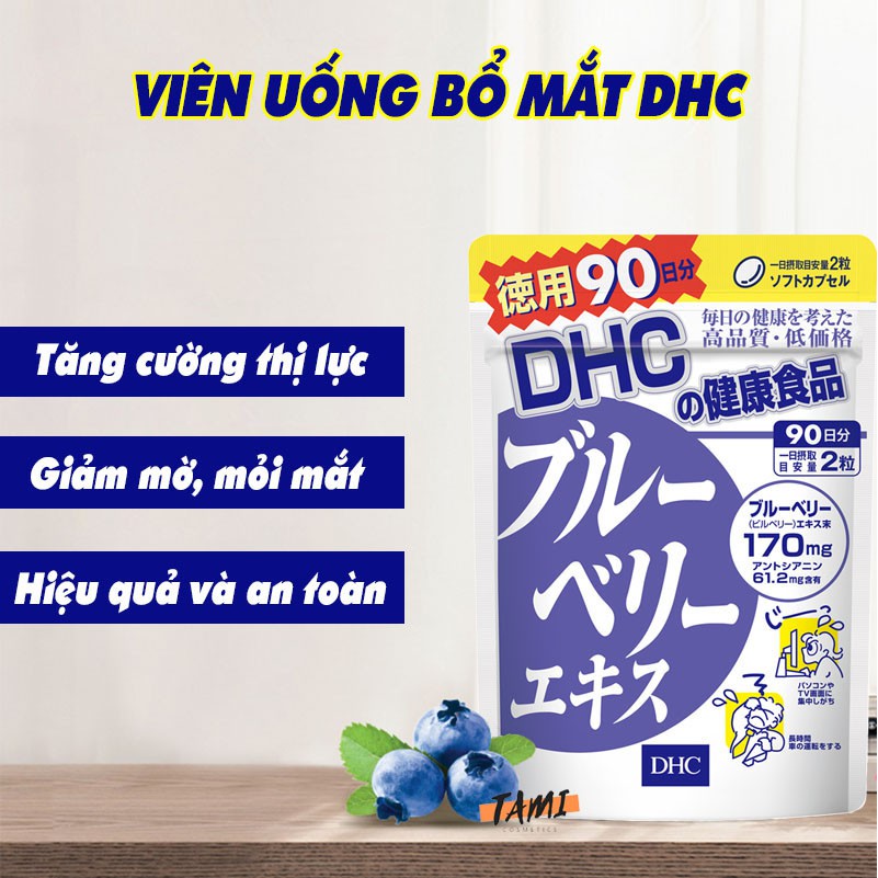 Viên uống bổ mắt việt quất DHC Nhật Bản tăng cường thị lực đôi mắt khỏe mạnh thực phẩm chức năng 30 ngày TM-DHC-BLU30