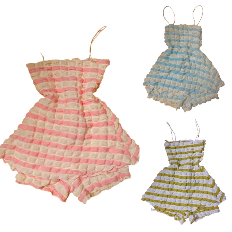 Set Bộ Xốp 2 Dây Sọc Đầm BabiDoll Kèm Quần Fom Đỉnh Hàng Cao Cấp_211