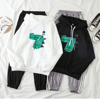 Áo khoác hoodie nữ form rộng in cá sấu