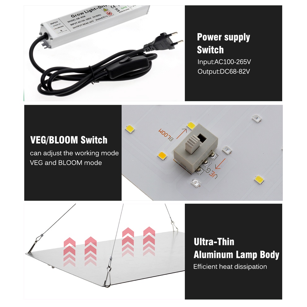 Bảng đèn phát triển cây trồng trong nhà lượng tử LED LM281B 550W 650W 850W 100W với đèn Phyto hồng ngoại UV