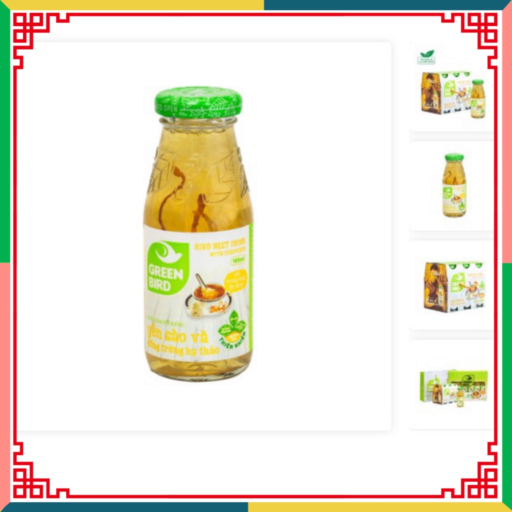 Lốc Green Bird - đồ uống dinh dưỡng yến xào và Đông Trùng Hạ Thảo - (6 chai*185ml) ( Đại lý Ngọc Toản)