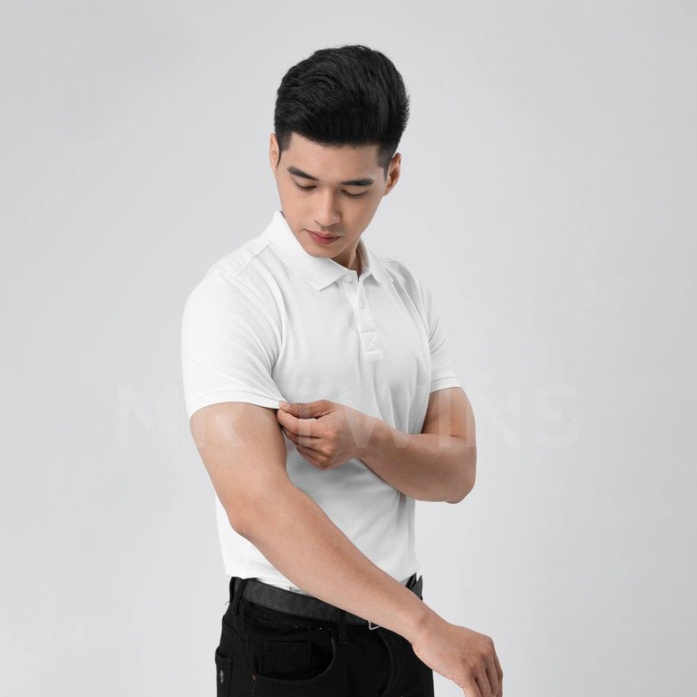 Áo Polo Nam Cổ Bẻ Basic Màu Trắng Vải Cotton Cá Xấu Thương Hiệu MrTwins®