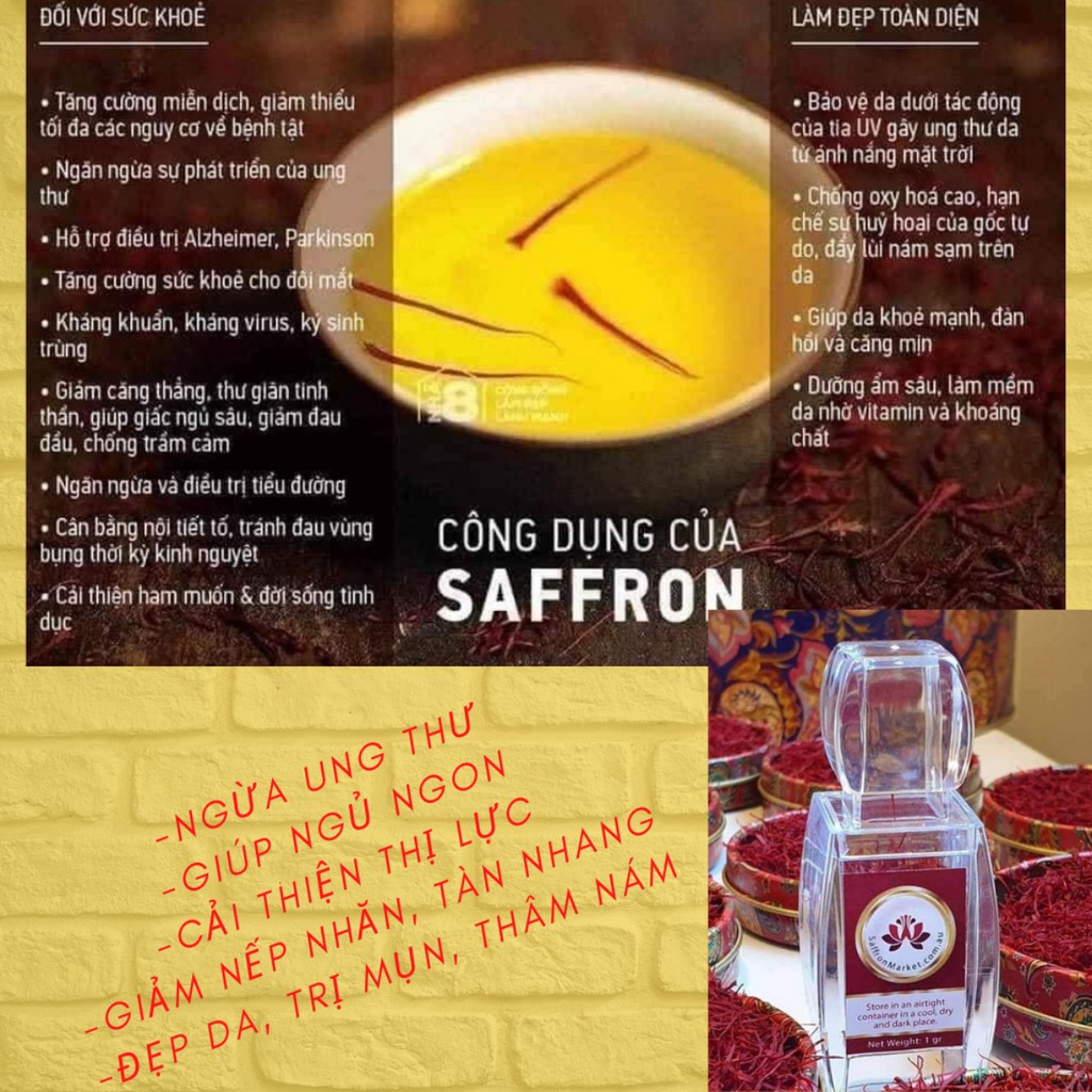 Nhụy hoa nghệ tây saffron🌹🌹🌹CHÍNH HÃNG🌹🌹🌹Cải thiện da, giúp da sáng mịn, chống lão hoá