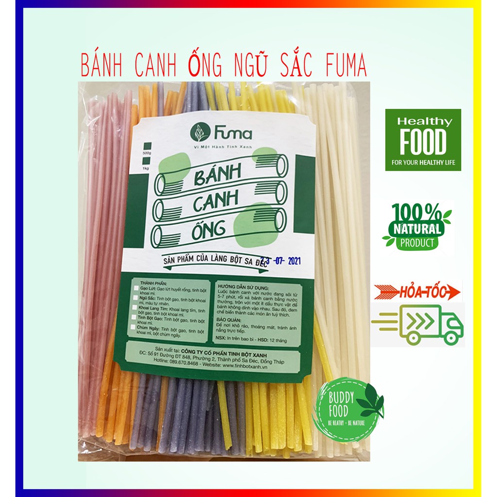 Bánh Canh Ống Ngũ Sắc Fuma Tinh Bột Xanh Sa Đéc Gói 500Gr