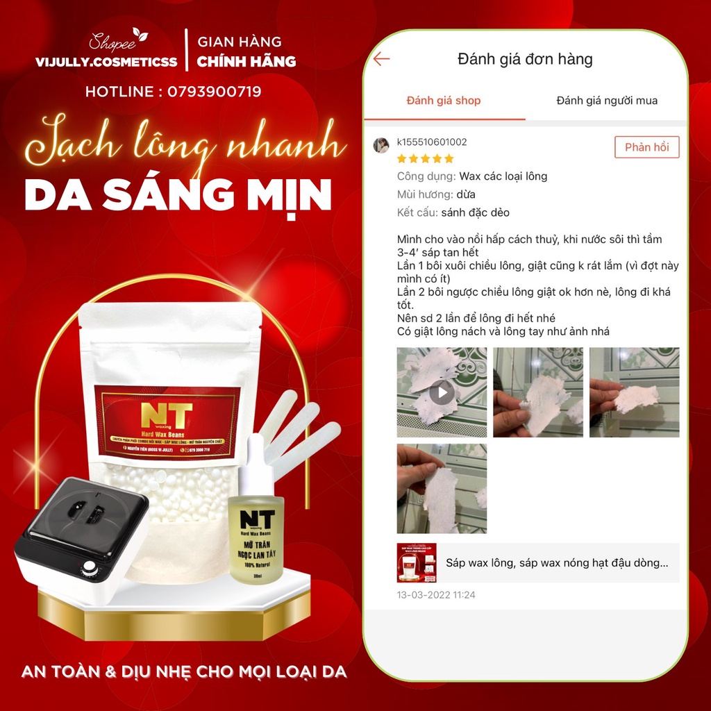 Combo nồi nấu sáp wax lông và 100gr sáp wax lông hard wax beans nhập khẩu cao cấp wax lông nách, tay, chân, bikini...