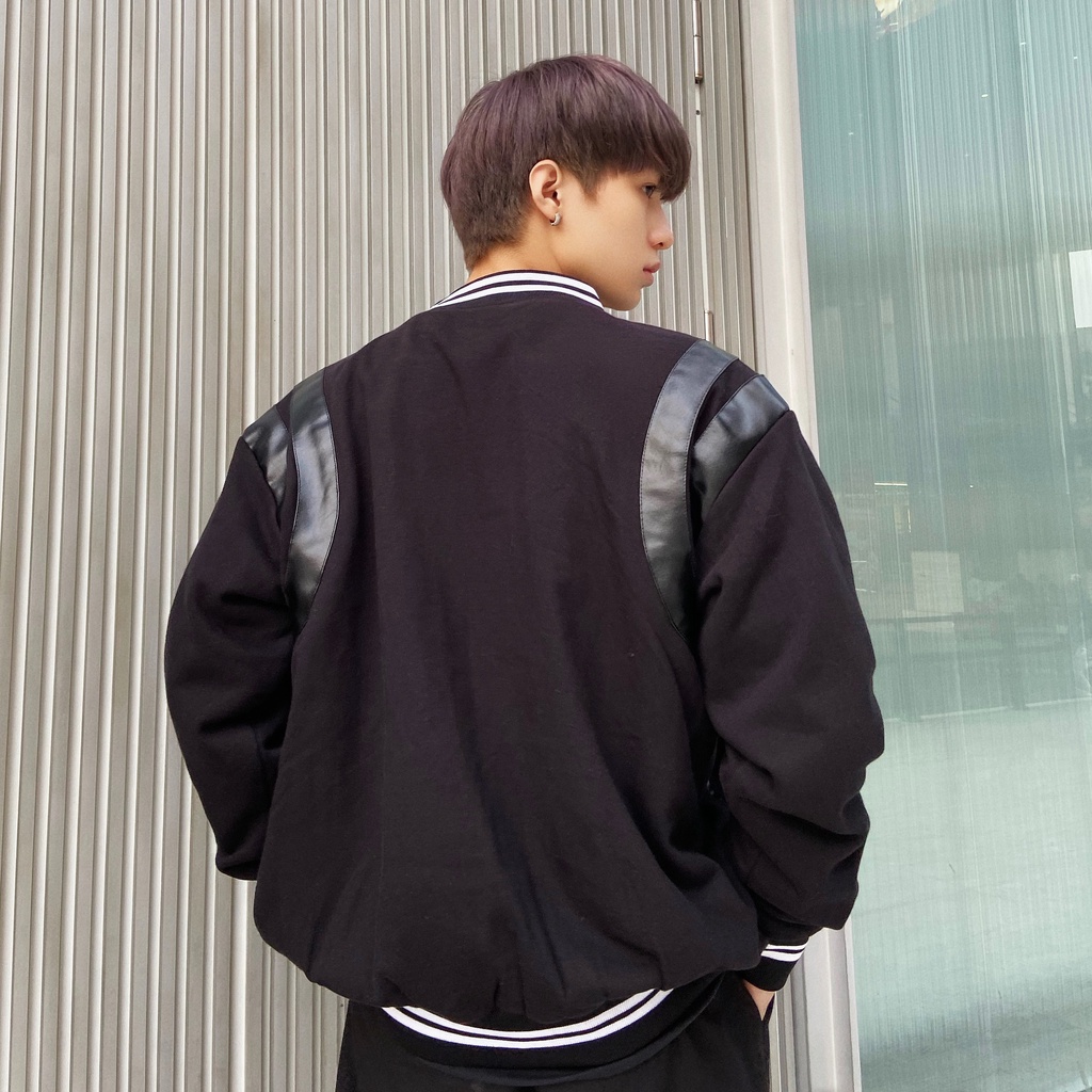 Áo khoác bomber Varsity ODIN Signature, ODIN Clothing, Áo khoác bomber trần bông phối da