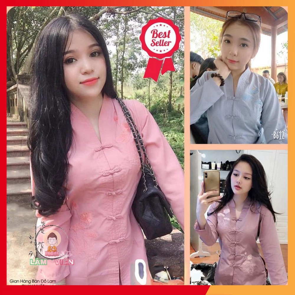 Bộ Đi Chùa Mẫu Bài Lai Tim, Cam Kết Vải CỰC Đẹp, Đường May Thêu Cẩn Thận, Ko Bai Ko Xù Mặc Thoải Mái Trẻ Trung Kín Đáo