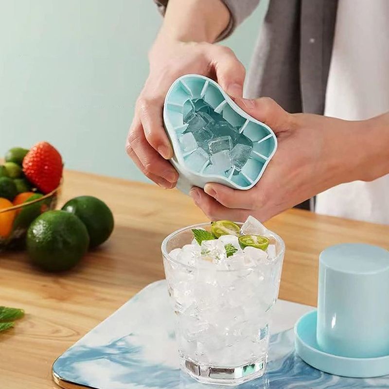 Xô Làm Đá Hình Trụ Bằng Silicone Có Nắp Đậy